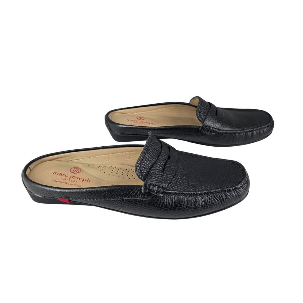 MARC JOSEPH N.Y. WOMEN'S BRIGHTON BEACH BLACK LEATHER PENNY LOAFER MULE SIZE 8.5